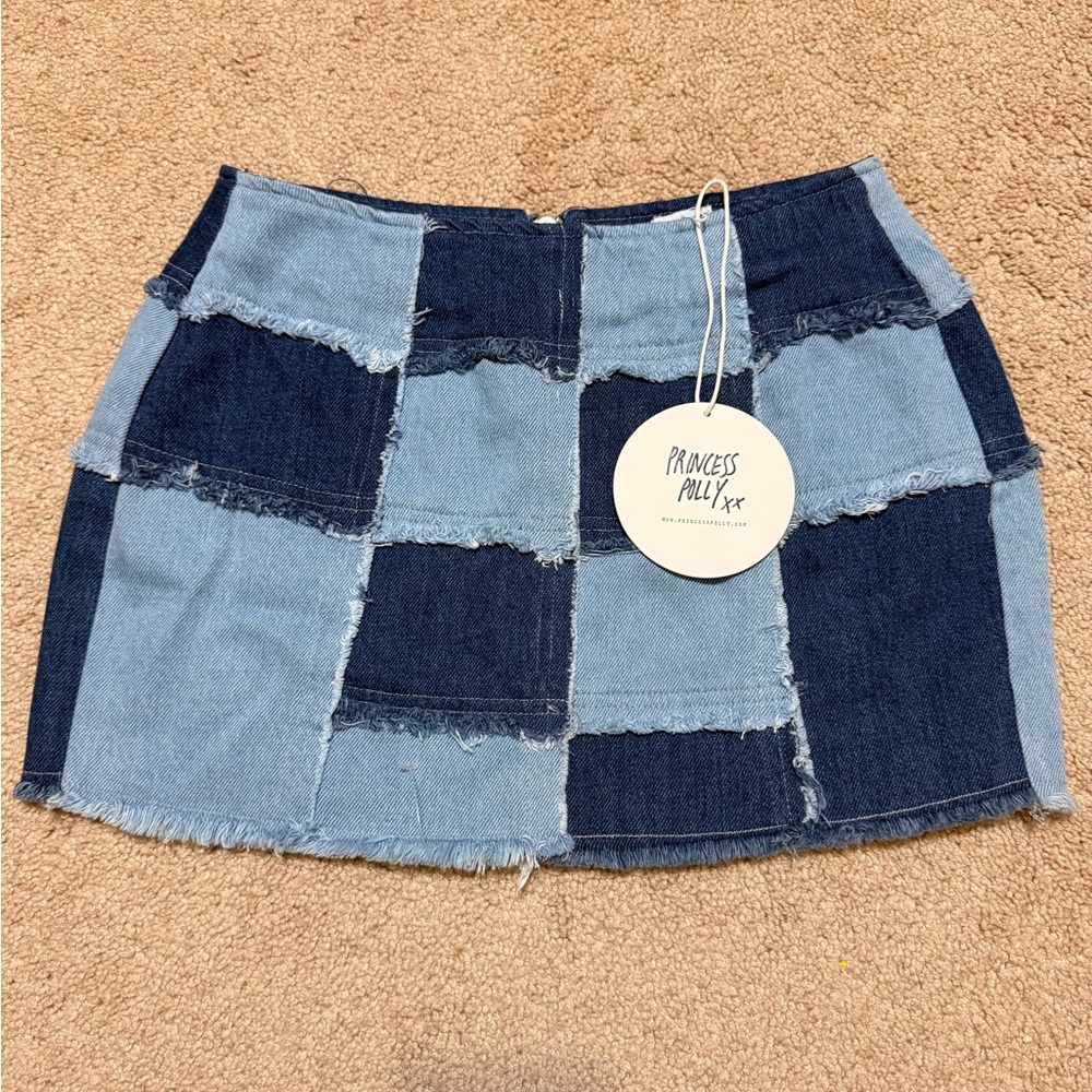 Princess Polly Two-Tone Denim Mini Skirt